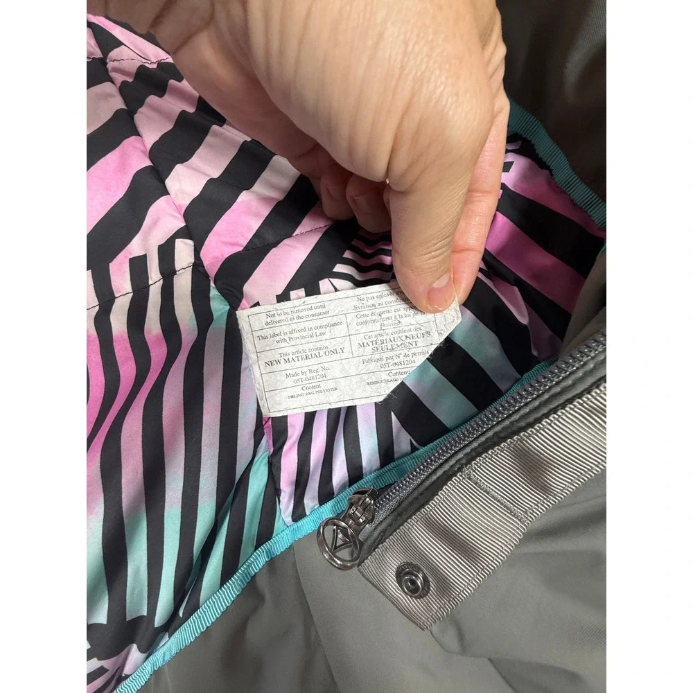 Ivivva Parka Kids Size 10 Gray Insulated Hooded Puffer Jacket